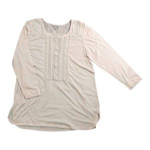 Lucky Brand Cream Peasant Long Hem Shirt